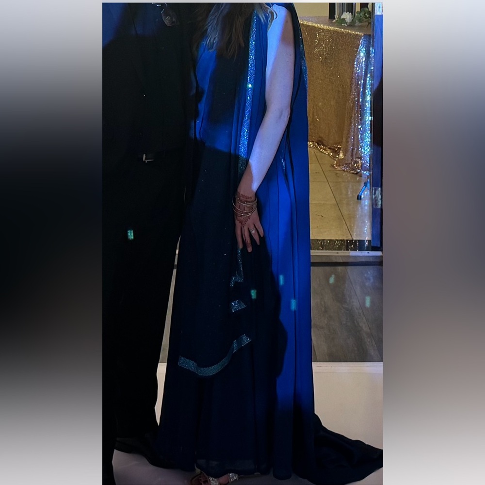 Indya Luxe chiffon teal saree and top